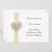 ユニコーンイエローレース結婚式レセプションカード 招待状 (正面/裏面)