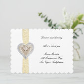 ユニコーンイエローレース結婚式レセプションカード 招待状 (スタンド正面)