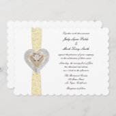 ユニコーンイエローレース結婚式招待状 招待状 (正面/裏面)