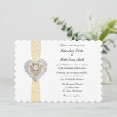 ユニコーンイエローレース結婚式招待状 招待状 (スタンド正面)