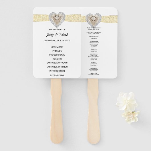 ユニコーンイエローレース結婚式 プログラムファン ハンドファン (正面&裏面)