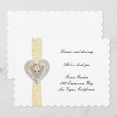 ユニコーンイエロー レース ウェディング レセプション カード (正面/裏面)