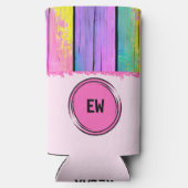 ユニコーンイニシャルの色をピンクに追加 スリム缶クーラー (裏面)