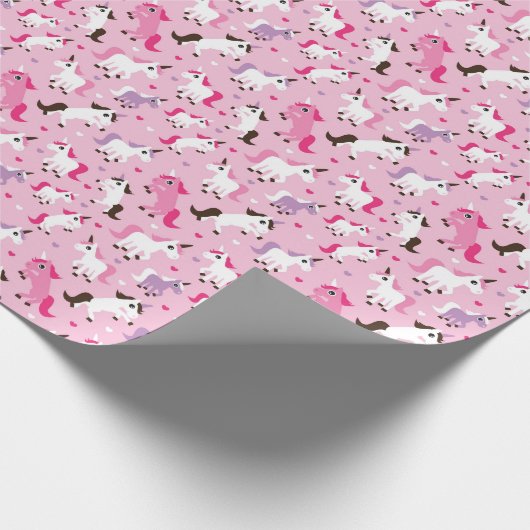 ユニコーンイラストレーションの子供の背景 ラッピングペーパー (角)