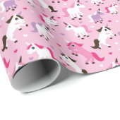 ユニコーンイラストレーションの子供の背景 ラッピングペーパー (ロールコーナー)