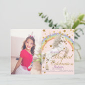 ユニコーンイラストレーションパーティーマジカル誕生日写真 招待状 (スタンド正面)