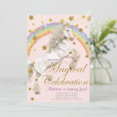 ユニコーンイラストレーションパーティーマジカル誕生日 招待状 (スタンド正面)