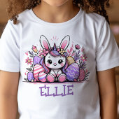 ユニコーンイースターTシャツ名前をカスタムするガールズバニー トドラーTシャツ