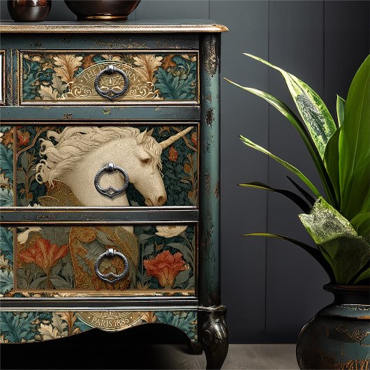 ユニコーンウィリアムスタイルボタニカルアールヌーボー 薄葉紙