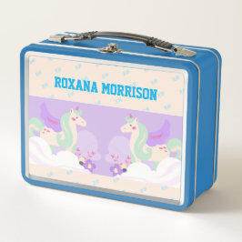 ユニコーンウィングブルーパステルカラーズメタルランチボックス メタルランチボックス