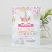 ユニコーンウィンターワンダーランド誕生日招待状 招待状 (スタンド正面)