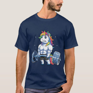 ユニコーンウェイトリフティングデッドリフトフィットネスジム Tシャツ