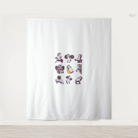 ユニコーンウェイトリフティングパワーリフティングジムトレーニングギル タペストリー (正面)