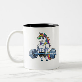 ユニコーンウェイトリフティングTシャツフィットネスジムデッドリフト ツートーンマグカップ