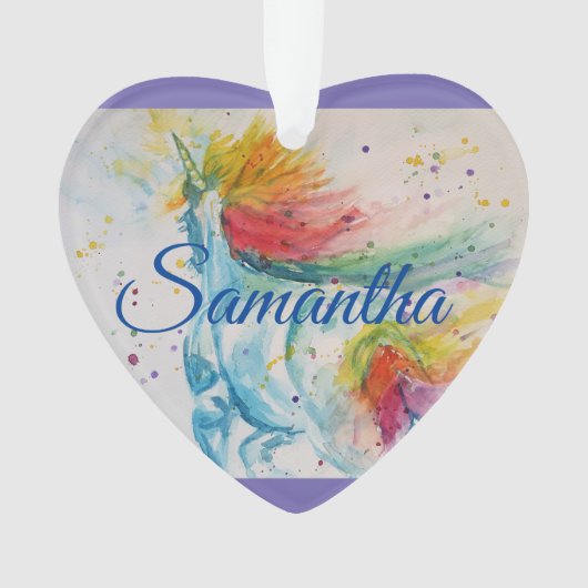 ユニコーンウォーターカラーガールズクリスマス装飾 オーナメント (正面)