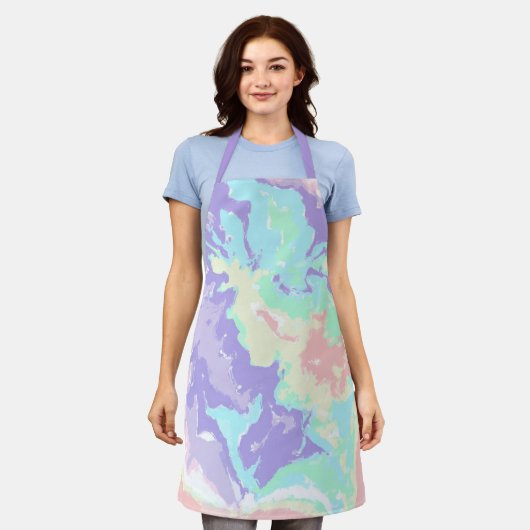 ユニコーンウォーターカラーパステル エプロン (着用した状態)