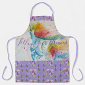 ユニコーンウォーターカラーパープルフローラ夢エプロン エプロン (正面)