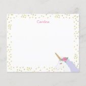 ユニコーンウォーターカラーピンクパープル&金ゴールドノートシート (正面)