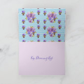 ユニコーンウォーターカラーフローラパステル誕生日カード カード (内部)