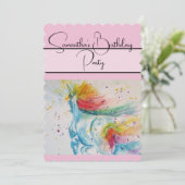 ユニコーンウォーターカラー誕生日パーティーの招待 招待状 (スタンド正面)