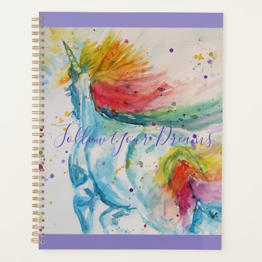 ユニコーンウォーター絵画カラーズレインボーガールズバッグ プランナー手帳 (正面)