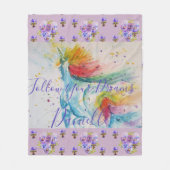 ユニコーンウォーター薄紫フローラガールズネームブランケット フリースブランケット (正面)