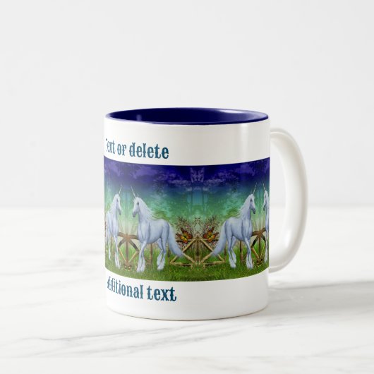 ユニコーンウッドランドゲートファンタジーパーソナライズされた馬 ツートーンマグカップ (正面右)