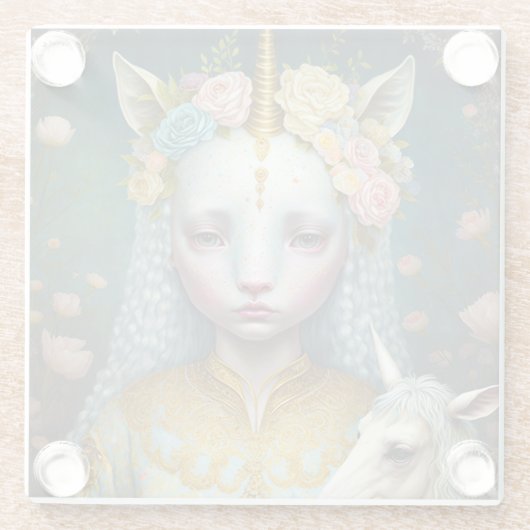 ユニコーンウーマンファンタジーアート ガラスコースター (裏面)