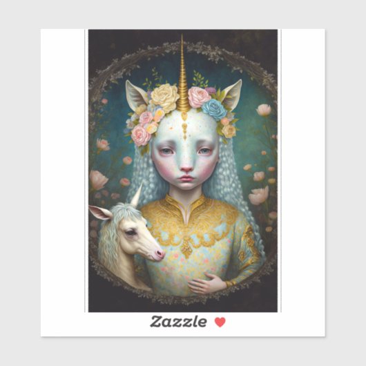 ユニコーンウーマンファンタジーアート シール (シート)