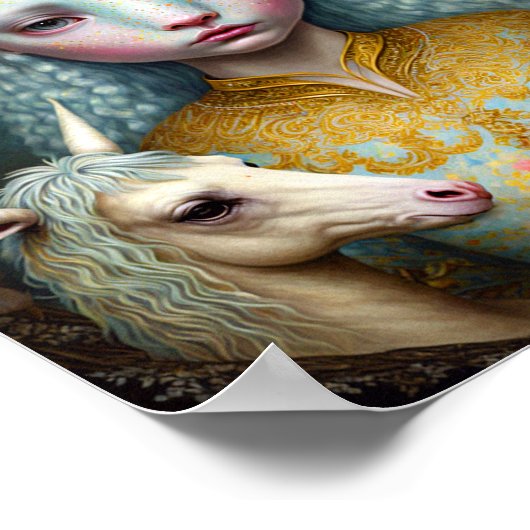 ユニコーンウーマンファンタジーアート ポスター (角)