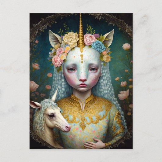 ユニコーンウーマンファンタジーアート ポストカード (正面)