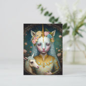 ユニコーンウーマンファンタジーアート ポストカード (スタンド正面)