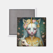 ユニコーンウーマンファンタジーアート マグネット (正面/裏面)