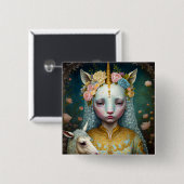 ユニコーンウーマンファンタジーアート 缶バッジ (正面&裏面)