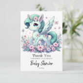 ユニコーンエレガントお洒落ベビーシャワー サンキューカード (スタンド正面)