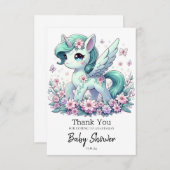 ユニコーンエレガントお洒落ベビーシャワー サンキューカード (正面/裏面)