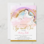 ユニコーンエレガントのsipと見る女の子パステル虹 招待状 (正面)