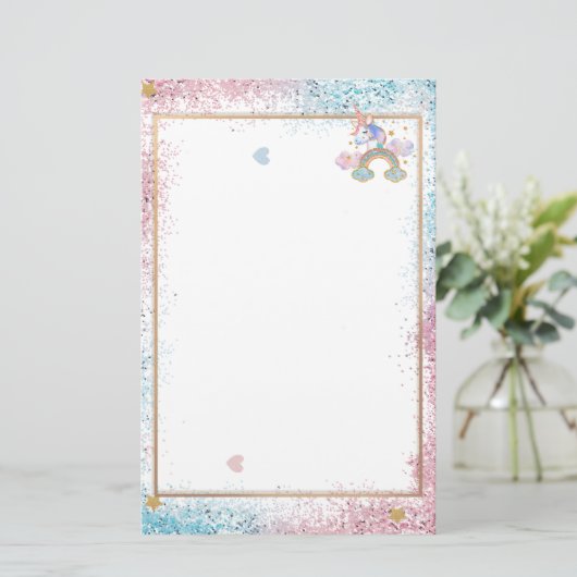 ユニコーンエレガントグリッター文房具 便箋 (スタンド正面)