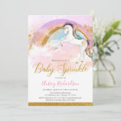 ユニコーンエレガントベビー散水少女パステル虹 招待状 (スタンド正面)