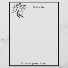 ユニコーンエレガントポートレートスケッチブラック&グレー