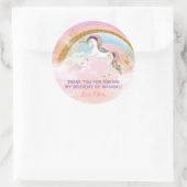 ユニコーンエレガント誕生日ステッカー、ピンクと金ゴールド ラウンドシール (バッグ)