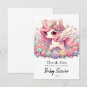 ユニコーンエレガント赤ちゃんシャワー サンキューカード (正面/裏面)