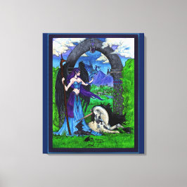 ユニコーンエンジェルガールウーマンドラゴン キャンバスプリント