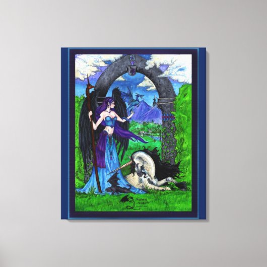 ユニコーンエンジェルガールウーマンドラゴン キャンバスプリント (正面)