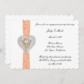 ユニコーンオレンジレース婚約パーティ招待状 招待状 (正面/裏面)