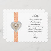 ユニコーンオレンジ結婚レースメイド・オブ・オーナー(花嫁付き添い人)カード 招待状 (正面/裏面)