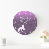 ユニコーンオングラデーション紫外線グリッターとピンク ラージ壁時計 (ホーム)