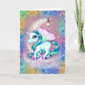 ユニコーンオンピンクムーン誕生日 カード (正面)