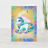 ユニコーンオンムーンイエロー誕生日 カード (正面)