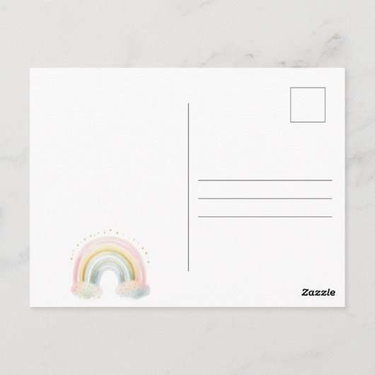 ユニコーンオンレインボーベビーシャワーポストカード招待状 ポストカード (裏面)